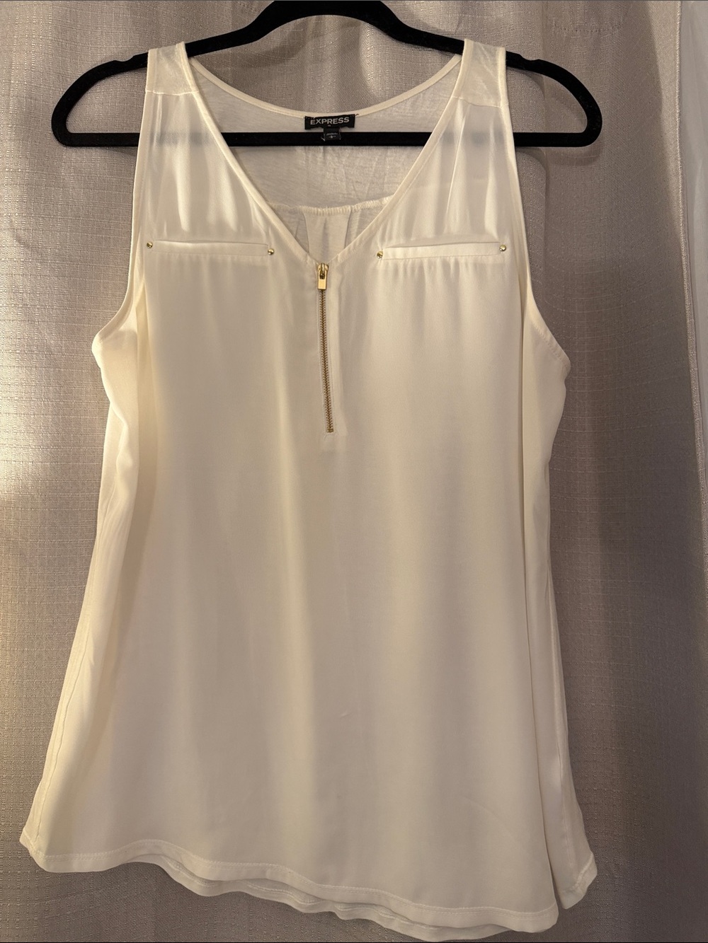 Express White Zip-Front Sleeveless Tank Top